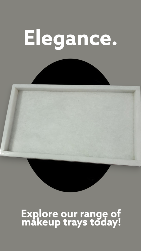 White Marble Make up Tray