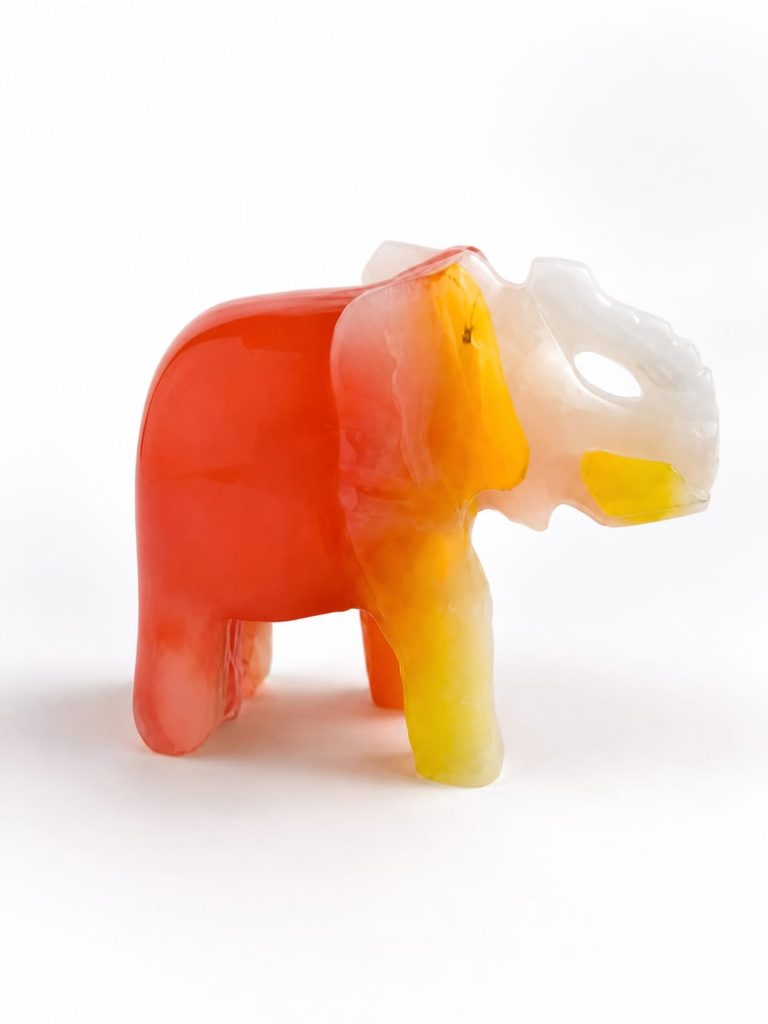 Colored Onyx Elephant Saluting Red and Yellow
