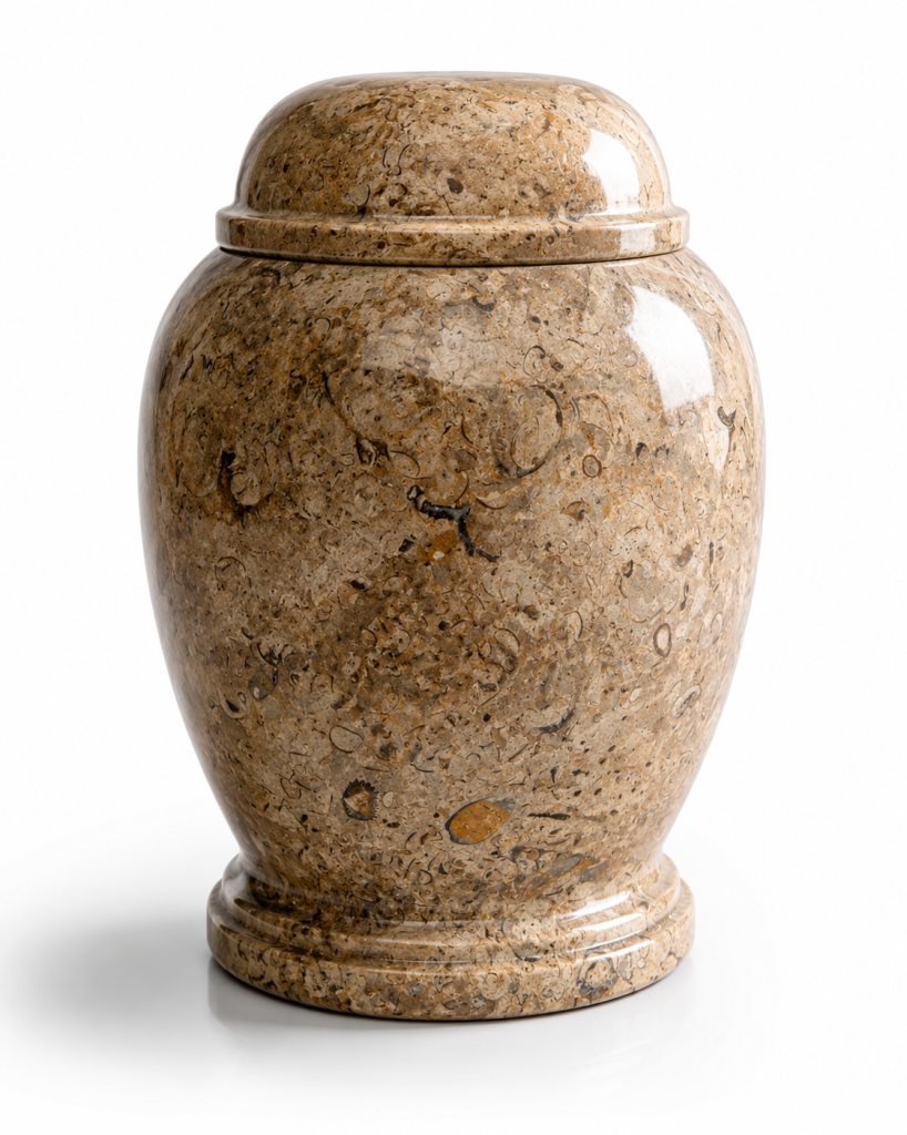 Urn large Fossilized Marble 8x12"